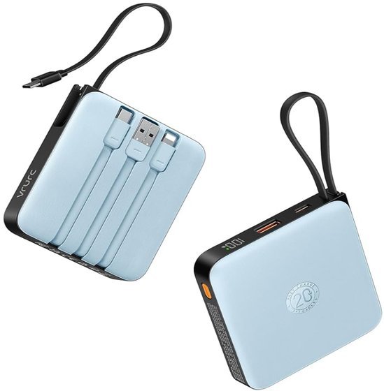 Portable Charger with Built-In Cables